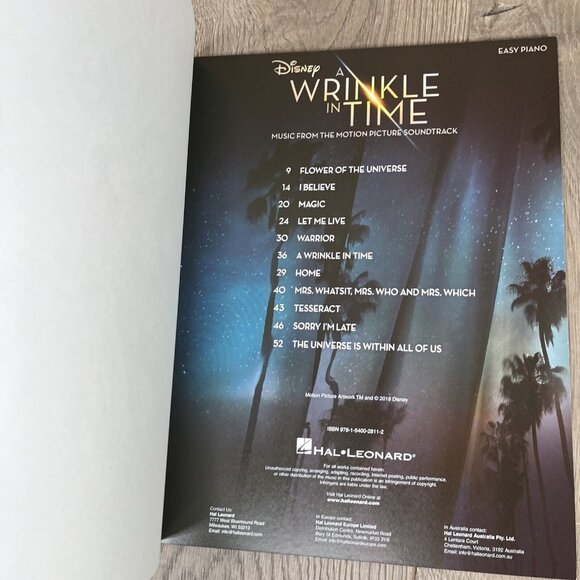 A Wrinkle in Time Sheet Music from Movie Soundtrack Easy Piano Book Hal Leonard - Picture 5 of 5